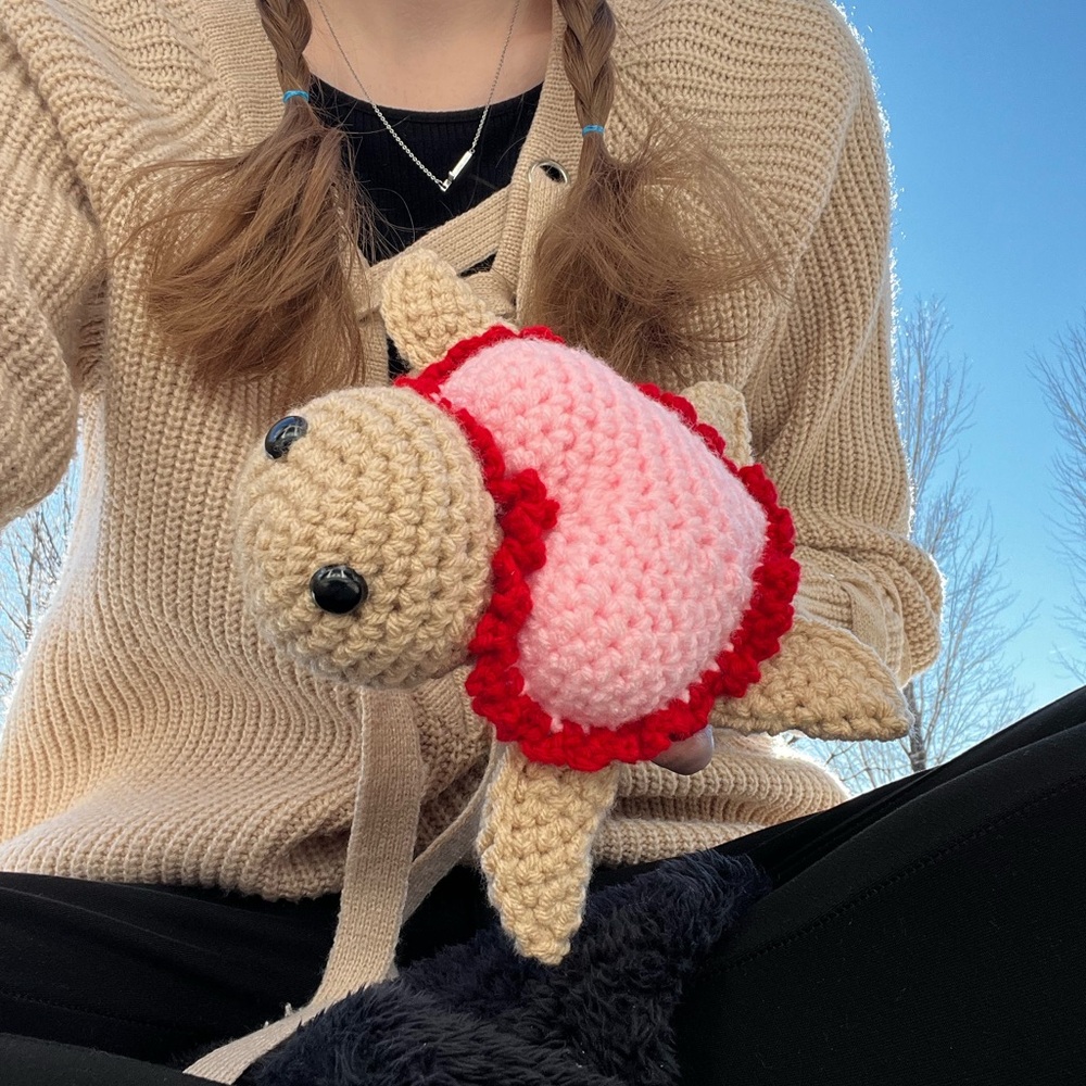 Hand Crocheted Valentine’s Day Sea Turtle Stuffed Animal Plushie! - Picture 10 of 16